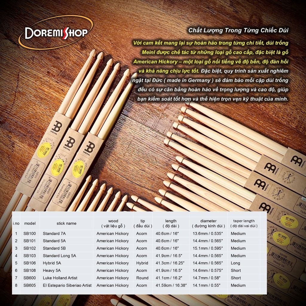 Các Loại Dùi Trống Meinl - Meinl Drumstick