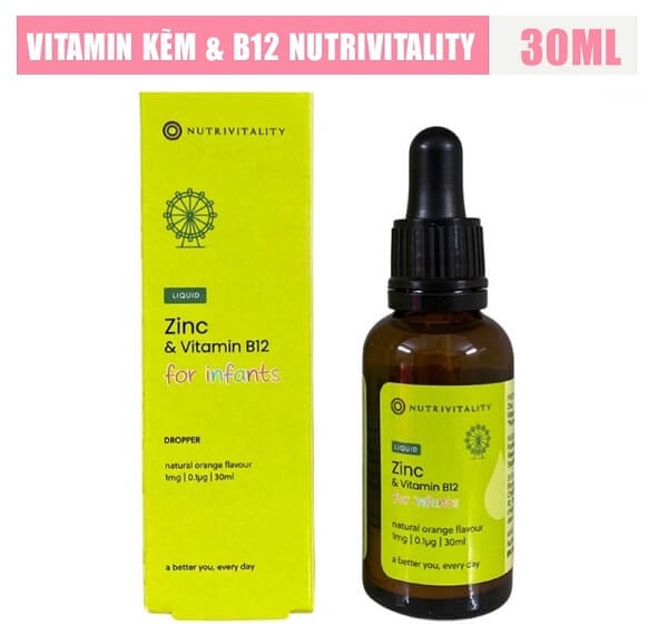 Kẽm giọt Nutrivitality Zinc và Vitamin B12 for Infants 30ml của Anh cho bé từ sơ sinh