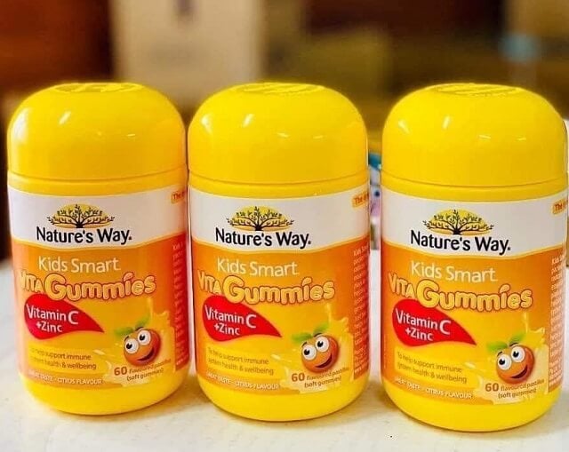 Kẹo dẻo Nature's Way Kids Smart Vita Gummies Vitamin C + Zinc 60 viên Úc bổ sung kẽm vitamin c cho bé