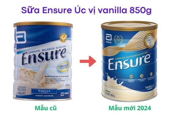 Sữa bột Ensure Úc 850g vị Vani dành cho người lớn mẫu mới