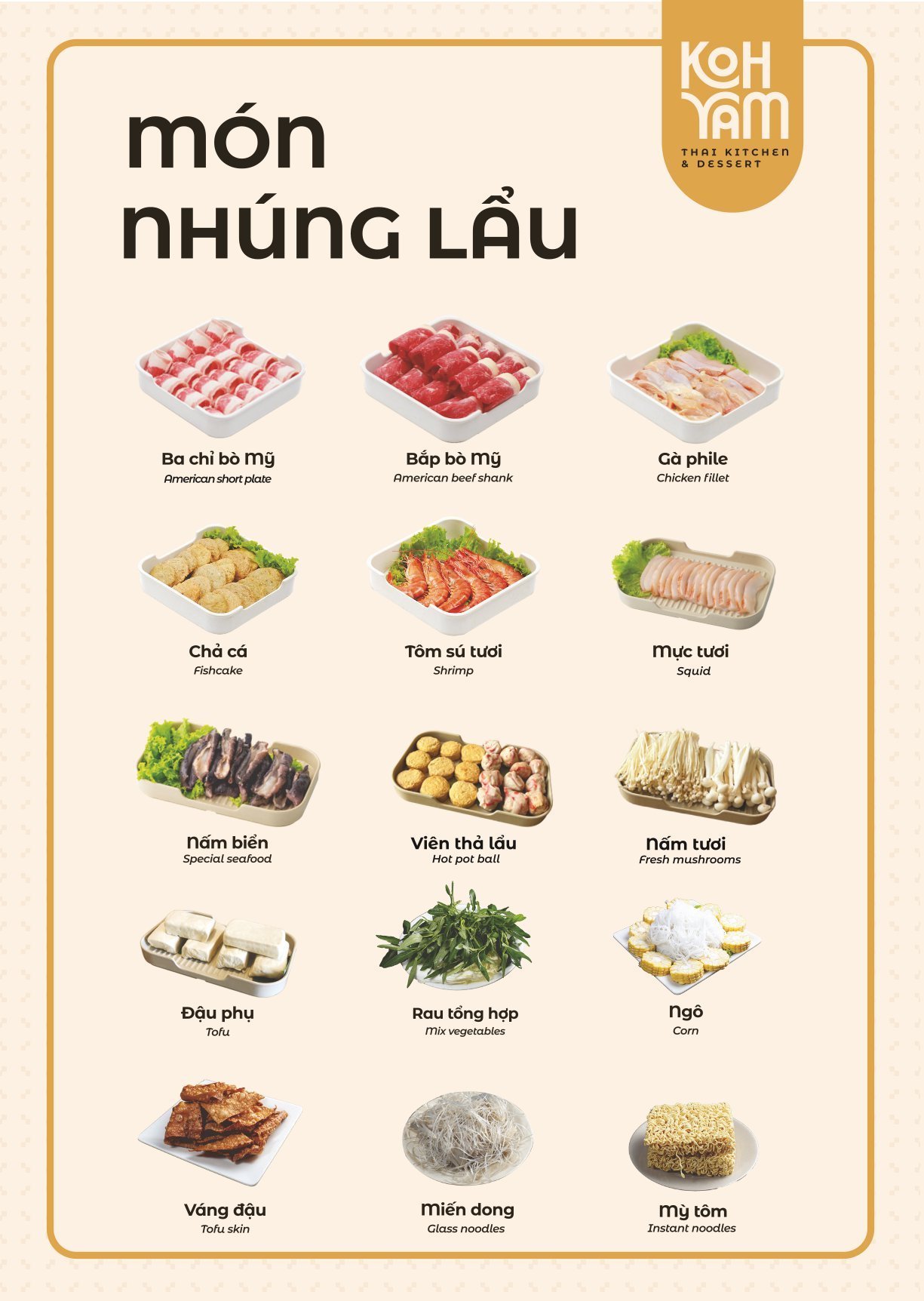 Menu Buffet Lẩu Thái 229k – Bếp Thái Koh Yam