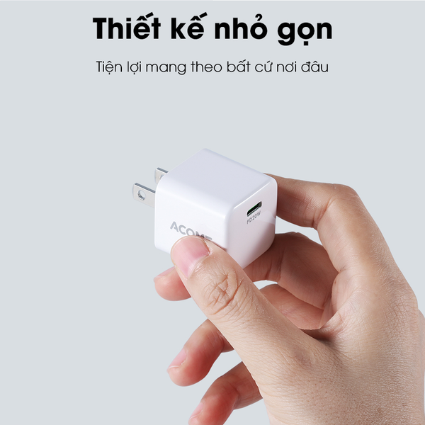 Cốc Sạc Nhanh Acome Ac06U 20W Cổng Type-C Tương Thích Với Các Dòng Điện Thoại Android/Ios