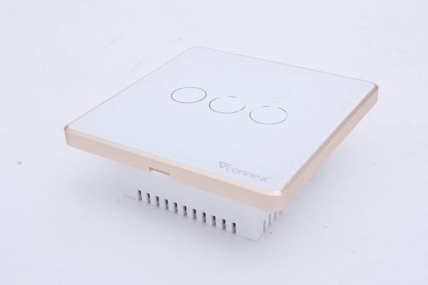 Công Tắc Thông Minh 4 Nút Vconnex Wifi - Hình Vuông - Viền Vàng