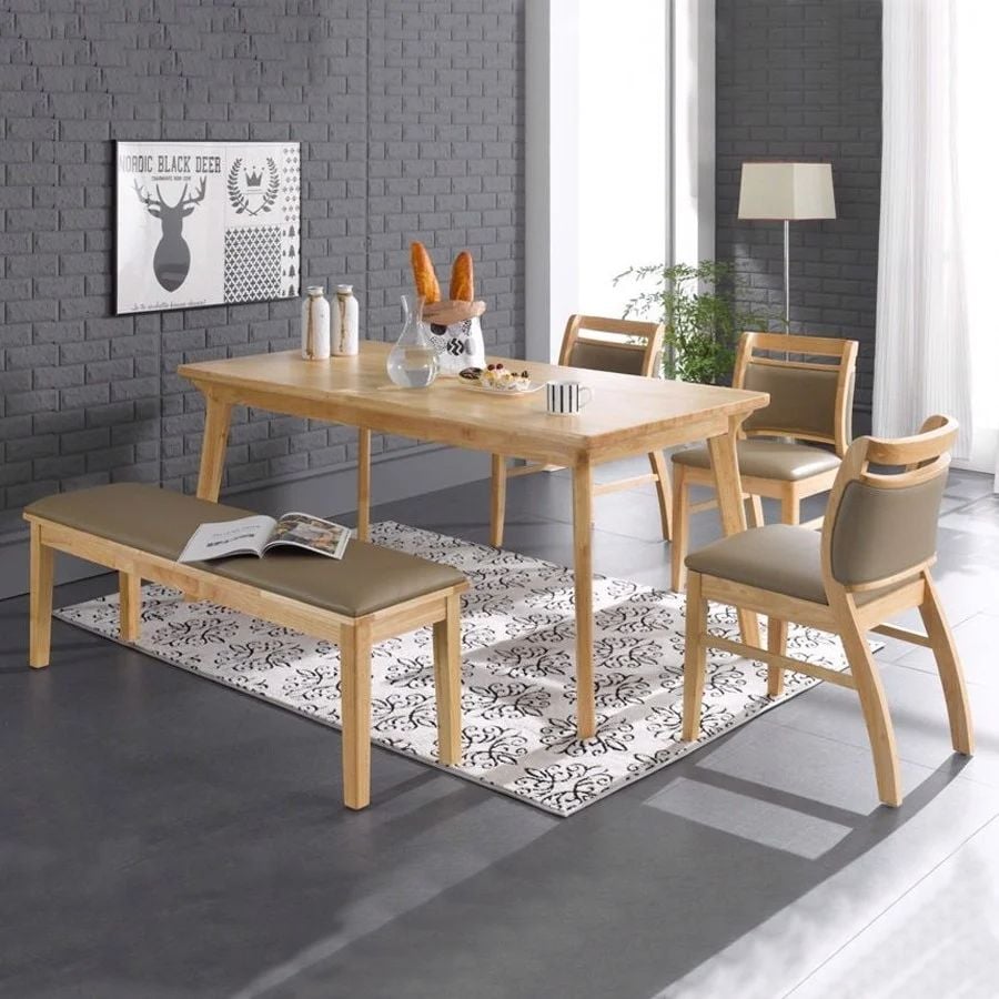 Top 10+ Bộ Bàn Ăn Gỗ Cao Su Đẹp Được Yêu Thích