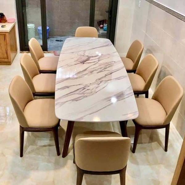 bộ bàn ăn mặt đá marble