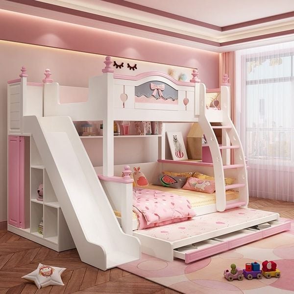 Giường tầng có cầu trượt cho bé