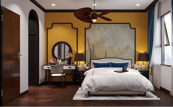 Thiết kế căn hộ 1 phòng ngủ phong cách Đông Dương