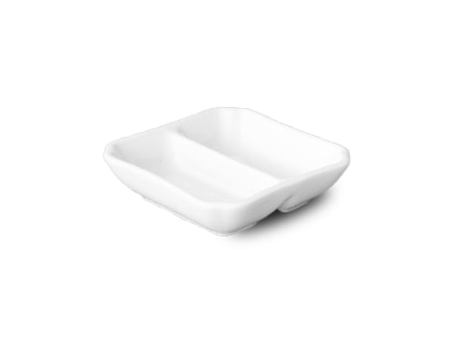 Đĩa đựng nước chấm 2 ngăn vuông 7,9cm