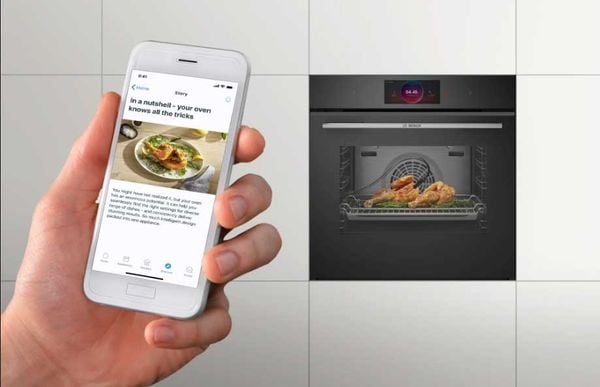 Chức năng kết nối từ xa Home connect của lò nướng kết hợp hấp Bosch HRG7784B1
