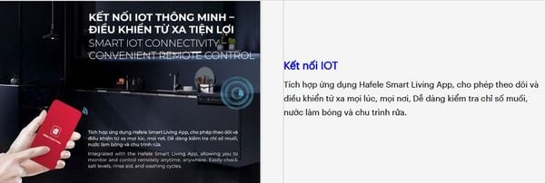 Máy rửa bát Hafele 535.29.700 có công nghệ kết nối với điện thoại