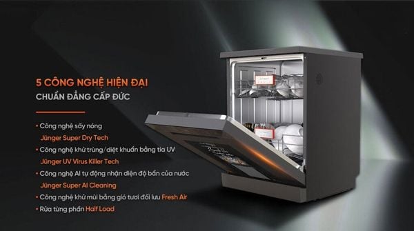 Máy rửa bát Junger DWJ_143 độc lập cao cấp, màu sắc mạnh mẽ và mới lạ