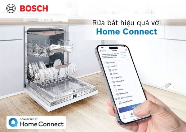 Điều khiển máy rửa bát Bosch SMS6ZCI01P từ xa qua ứng dụng Home Connect