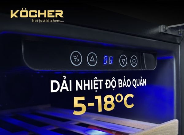 Tủ rượu Kocher KWEU-1131B với 2 vùng nhiệt độ bảo quản độc lập