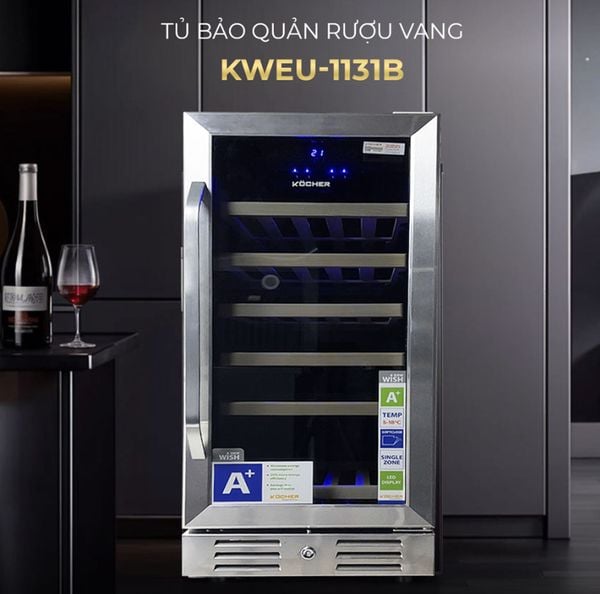 Cửa kính 4 lớp tủ rượu Kocher KWEU-1131B chống tia UV hiệu quả