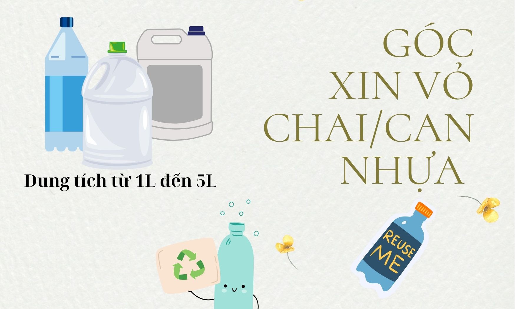 GÓC XIN VỎ CHAI/CAN NHỰA
