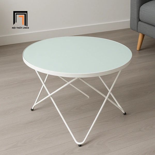 bàn trà phòng khách mặt kính tròn 60cm, bàn sofa gia đình nhỏ gọn giá rẻ