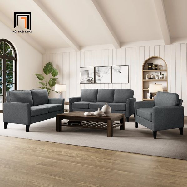 bộ ghế sofa xám đậm giá rẻ, set ghế sofa cho phòng khách