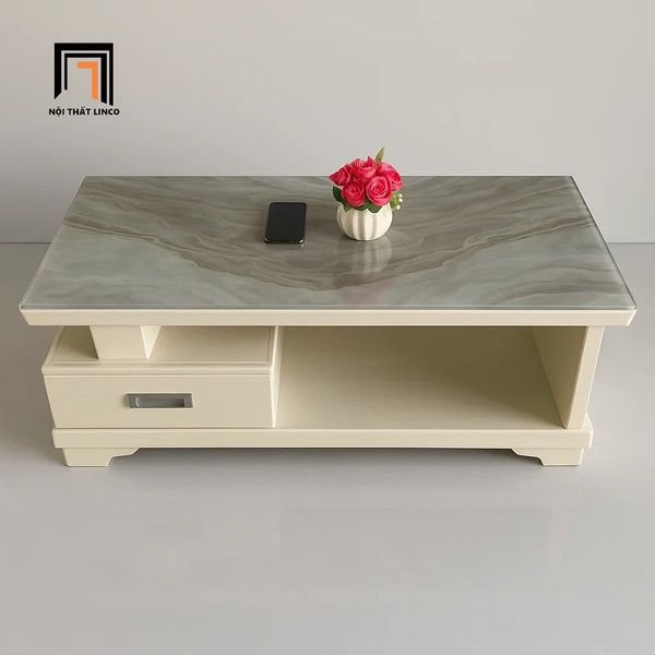 bàn sofa phòng khách sang trọng 1m x 50 màu sữa, bàn trà gia đình sang trọng