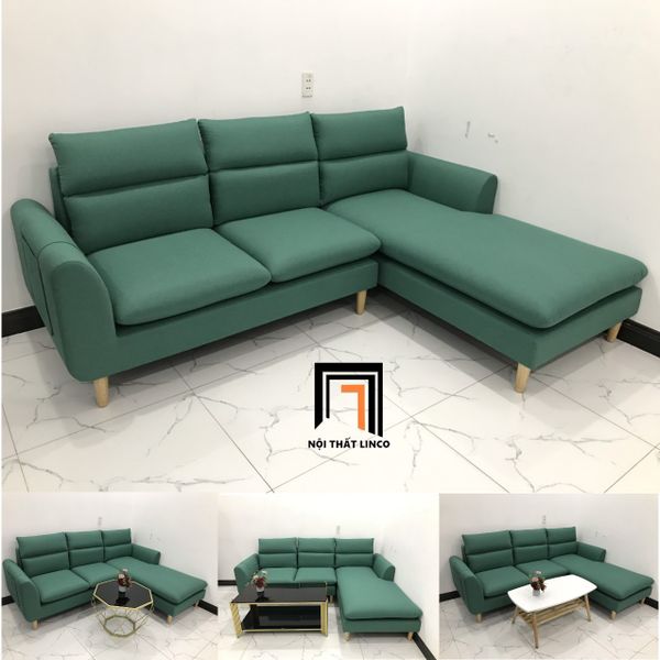 sofa góc màu xanh ngọc, bộ ghế sofa góc chữ l 2m2 x 1m6 giá rẻ, sofa góc gia đình