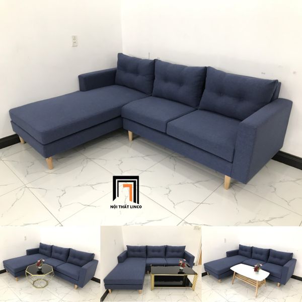 bộ ghế sofa góc L màu xanh đậm, sofa góc nhỏ 2m2 x 1m6 giá rẻ, sofa góc phòng khách gia đình