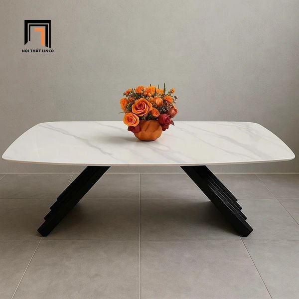 bàn sofa phòng khách khung chân sắt V, bàn sofa mặt đá dài 1m sang trọng