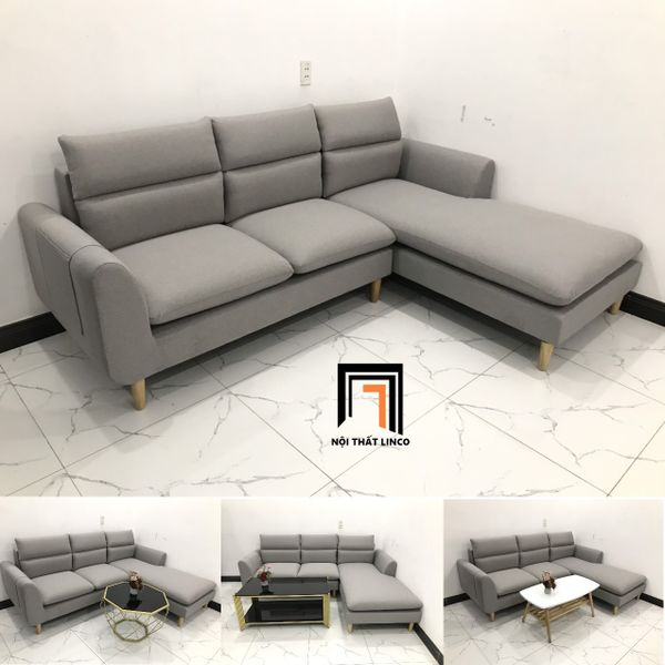 ghế sofa góc l 2m2 x 1m6 màu xám trắng, sofa góc l phòng khách gia đình giá rẻ