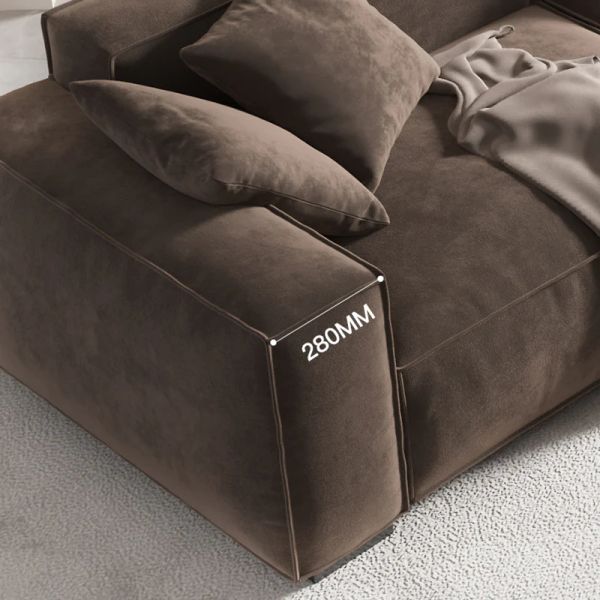 bộ ghế sofa góc L 2m4 x 1m6, sofa góc màu nâu cafe vải nỉ, ghế sofa góc phòng khách sang trọng
