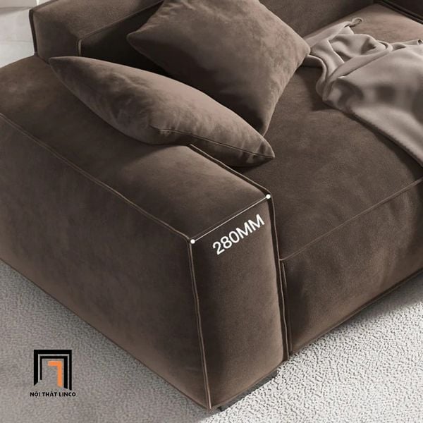 ghế sofa băng dài 2m4 màu nâu đậm, sofa văng vải nỉ giá rẻ cho phòng khách chung cư