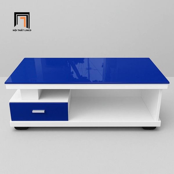 bàn sofa gia đình mặt kính xanh dương, bàn sofa dài 1m x 50 phòng khách giá rẻ