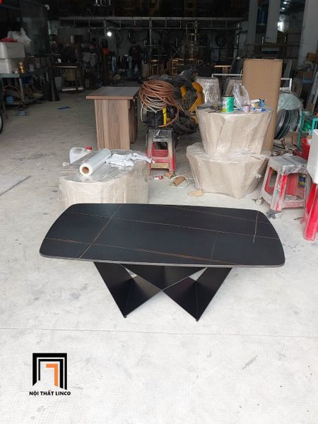bàn trà phòng khách sang trọng, bàn sofa mặt đá đen hiện đại 1m x 50