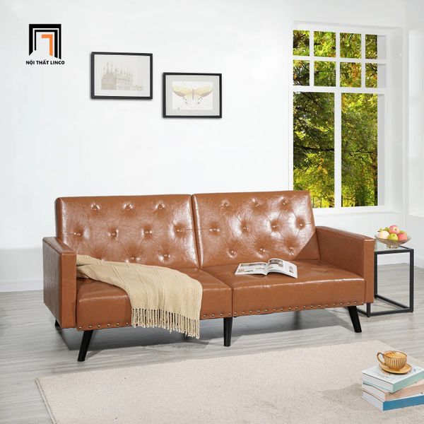 ghế sofa giường bọc da, sofa bed dài 1m9 cho văn phòng làm việc
