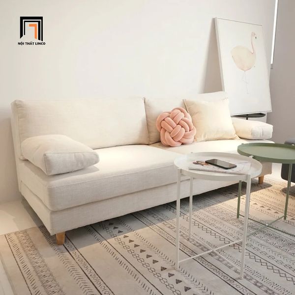 sofa băng, sofa văng, ghế sofa băng dài 1m8, sofa băng màu trắng kem, sofa băng cho phòng nhỏ gọn