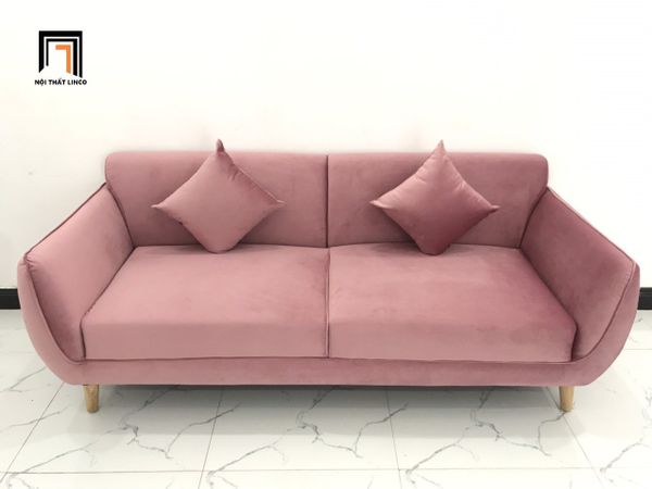 bộ ghế sofa băng phòng khách giá rẻ, ghế sofa văng cho gia đình dài 1m9 màu hồng phần