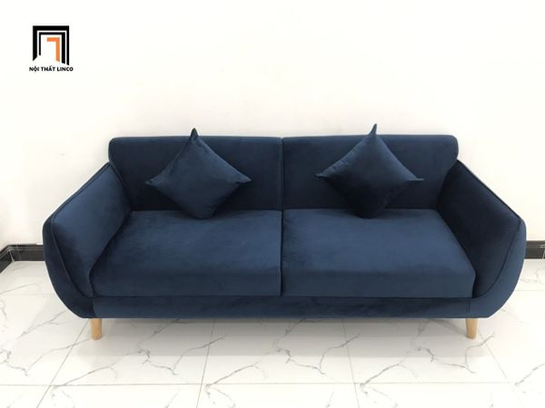 ghế sofa băng dài 1m9 màu xanh đen, ghế sofa băng nhỏ xinh vải nhung cho phòng khách nhỏ