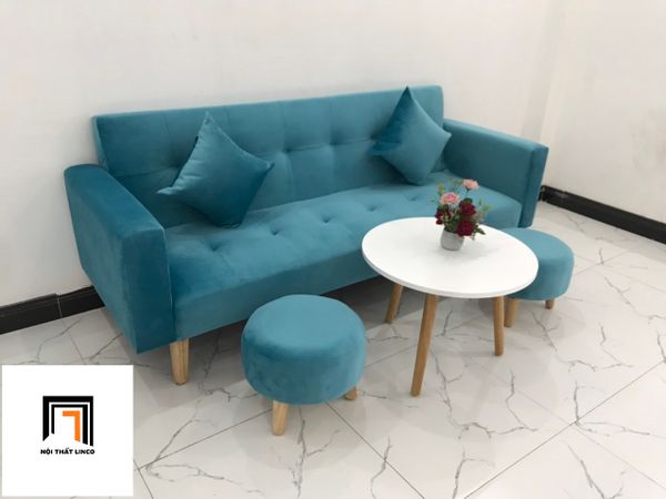 bộ ghế sofa giường 2m xanh dương, ghế sofa bed cho chung cư xinh xắn, bộ ghế sofa giường giá rẻ