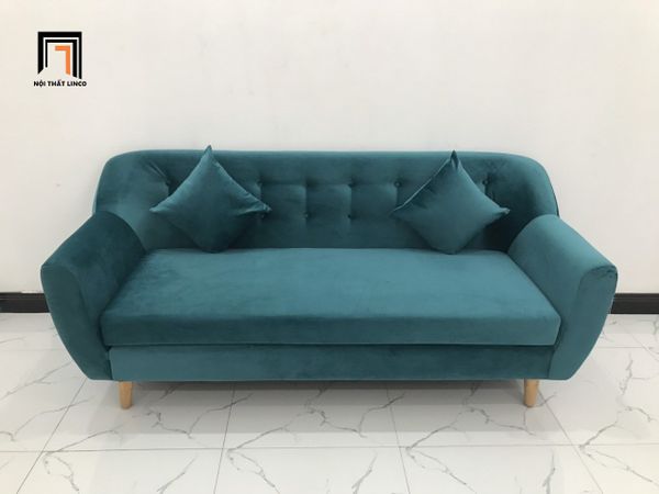 bộ ghế sofa băng dài 1m9 màu xanh lá, ghế sofa văng vải nhung sang trọng, bộ ghế sofa giá rẻ