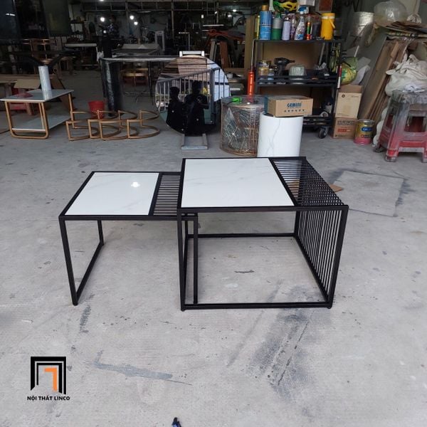 cặp 2 bàn sofa vuông phòng khách di chuyển đa năng, cặp bàn trà giá rẻ