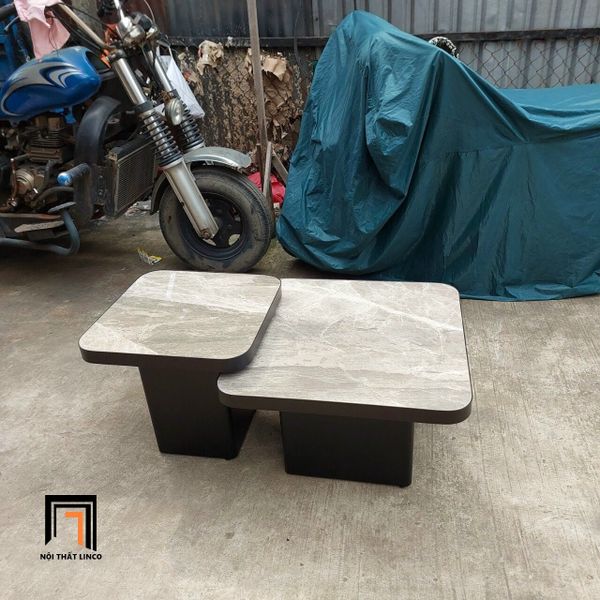 cặp bàn sofa phòng khách hiện đại, cặp 2 bàn trà mặt đá vuông sang trọng