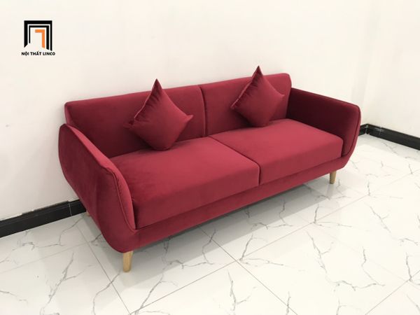 bộ ghế sofa băng dài 1m9 màu đỏ đô, ghế sofa phòng khách gia đình nhỏ gọn