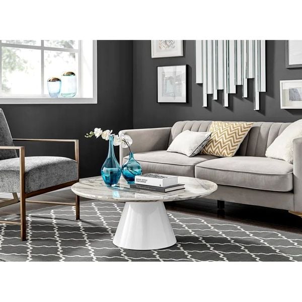 bàn sofa mặt đá khung chân xòe, bàn trà phòng khách sang trọng