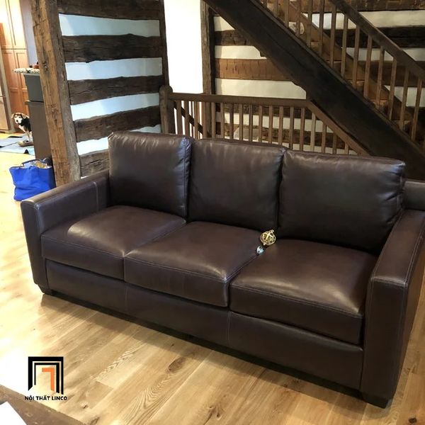 sofa, ghế sofa, sofa băng, sofa văng, ghế sofa da công nghiệp, sofa băng nâu đậm, sofa băng sang trọng