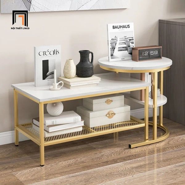 cặp bàn đôi sofa phòng khách mặt đá, cặp 2 bàn sofa phòng khách chung cư
