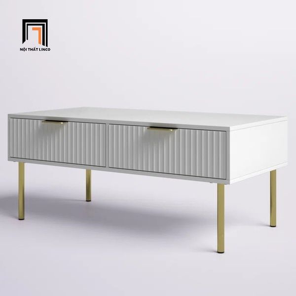 bàn sofa phòng khách kiểu dáng Âu Mỹ, bàn trà gia đình ván gỗ sơn trắng 1m