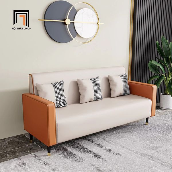 ghế sofa văng nhỏ gọn dài 1m7, sofa băng da giả phối màu đẹp, ghế sofa băng chờ cho văn phòng làm việc