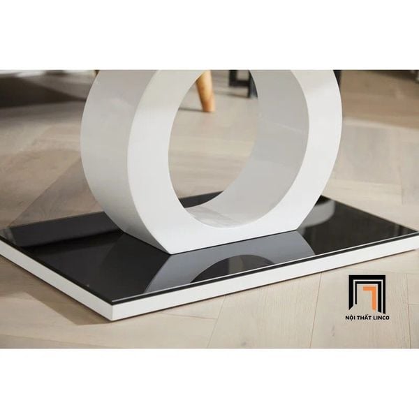 bàn sofa phòng khách mặt kính đen, bàn trà sang trọng khung chữ O 1m2 x 60