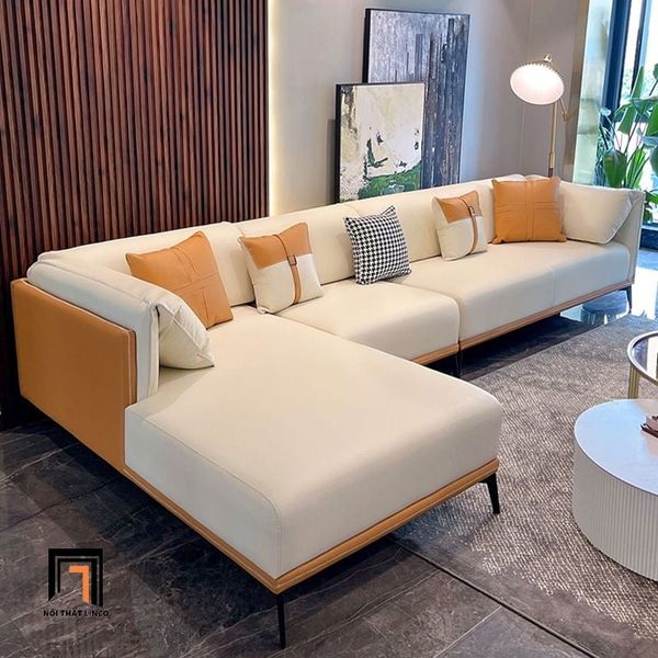 sofa góc, bộ ghế sofa góc l sang trọng 3m2 x 1m6, ghế sofa góc da công nghiệp phối màu hiện đại