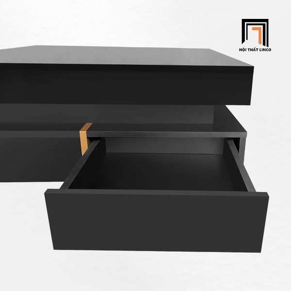 bàn sofa phòng khách sơn đen bóng, bàn trà 2 hộc kéo hiện đại