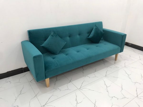 bộ ghế sofa giường dài 2m, ghế sofa băng bật nằm màu xanh lá vải nhung