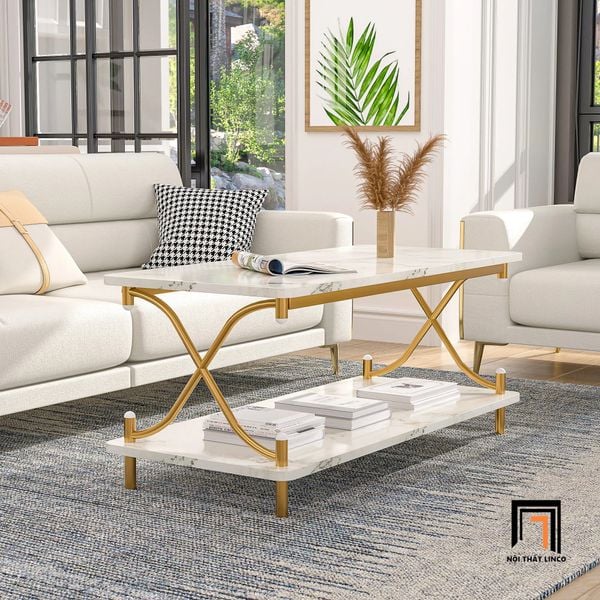 bàn trà phòng khách 2 tầng, bàn sofa dài 1m x 50 mặt đá trắng đẹp