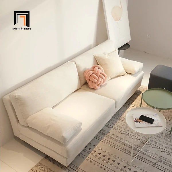 sofa băng, sofa văng, ghế sofa băng dài 1m8, sofa băng màu trắng kem, sofa băng cho phòng nhỏ gọn